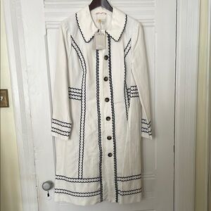 Boden White Coat with Navy Trim